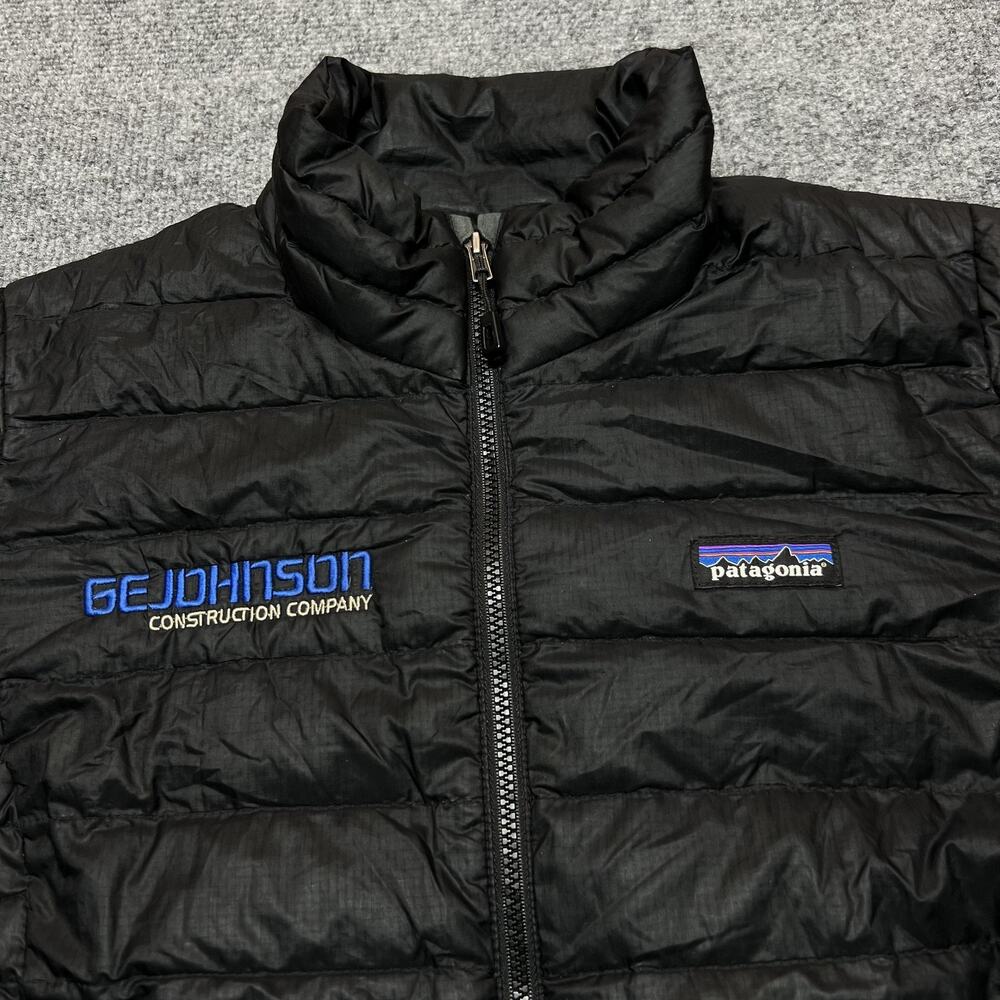 Patagonia Jacket Womens Medium Black Down Puffer Full Zip Logo - Picture 3 of 11